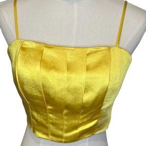 Ramy Brook Women's Yellow Satin Corset Camisole Top Size S
